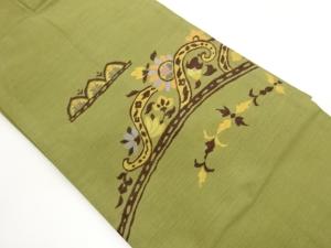 手織り紬抽象草花模様織出し名古屋帯